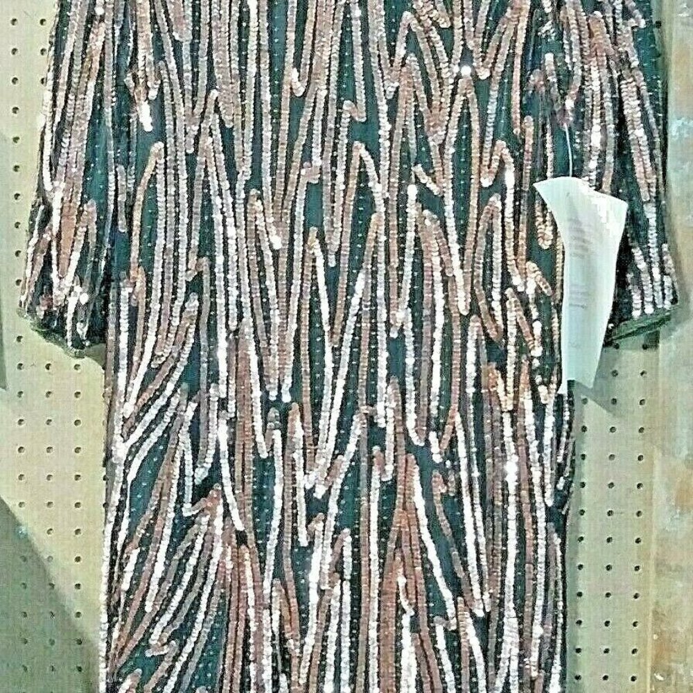 Dejavu Brown Sequin Dress Size Small 3/4